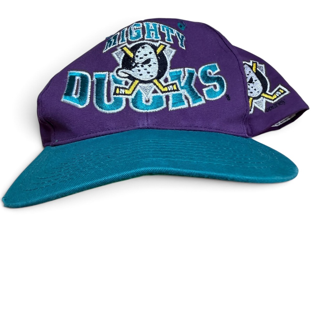 Vintage Mighty Ducks Anaheim NHL Snapback Hat The G Cap Purple Teal Retro Cap - Picture 11 of 11